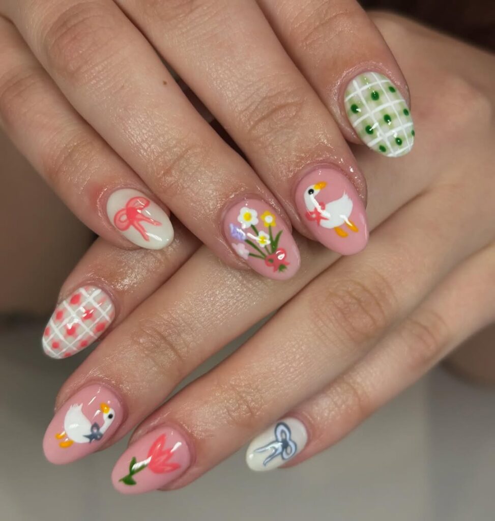cute easy cottagecore nails.