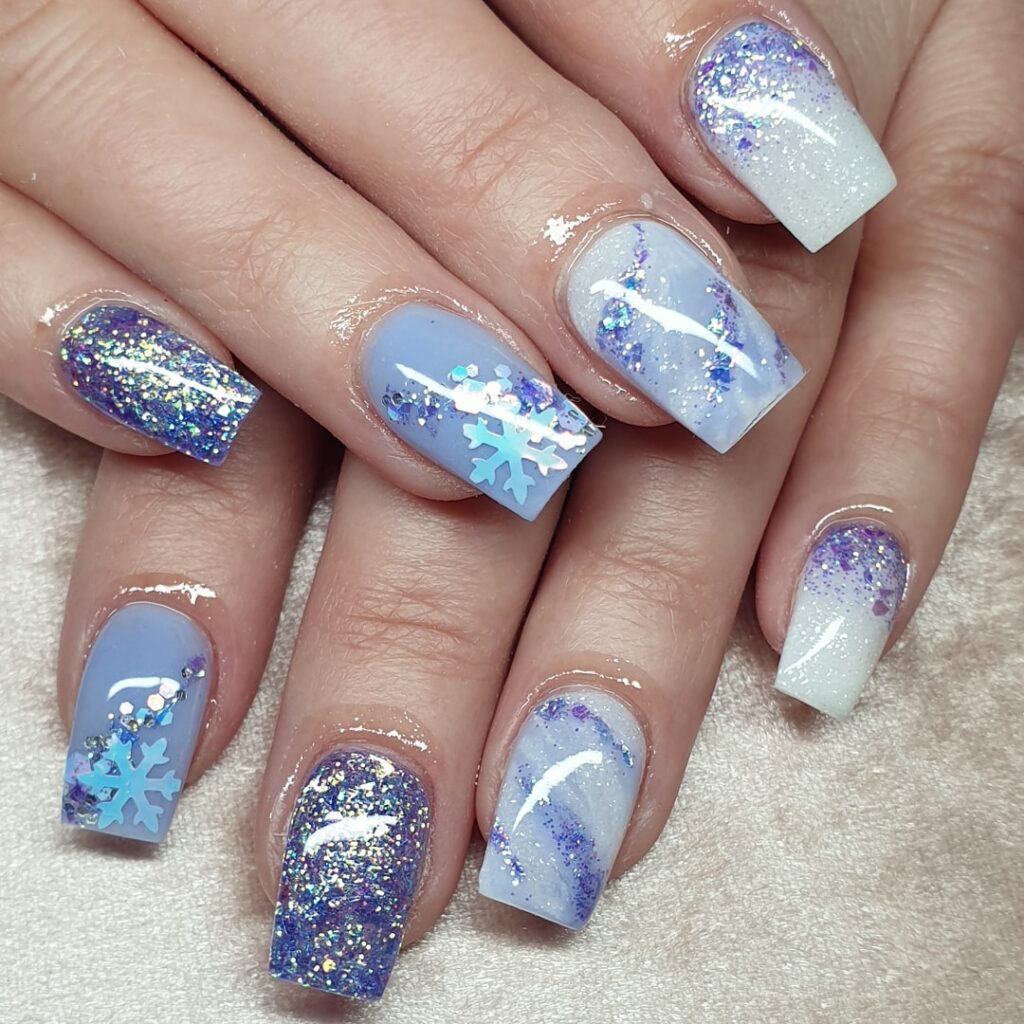 Blue winter nails.