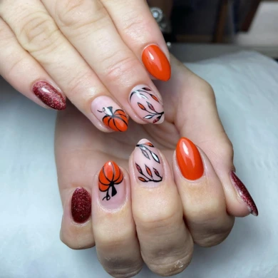 Pumpkin fall nails