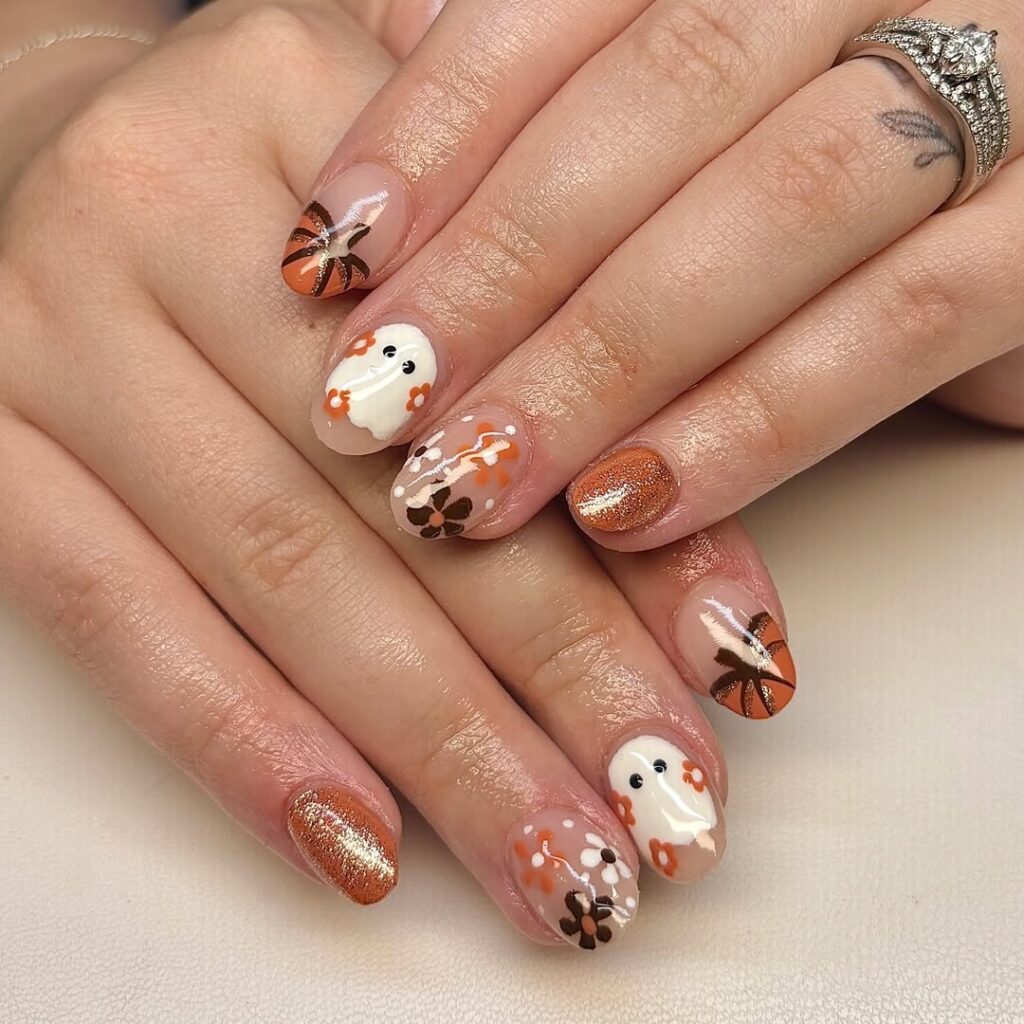 cute ghost fall nails