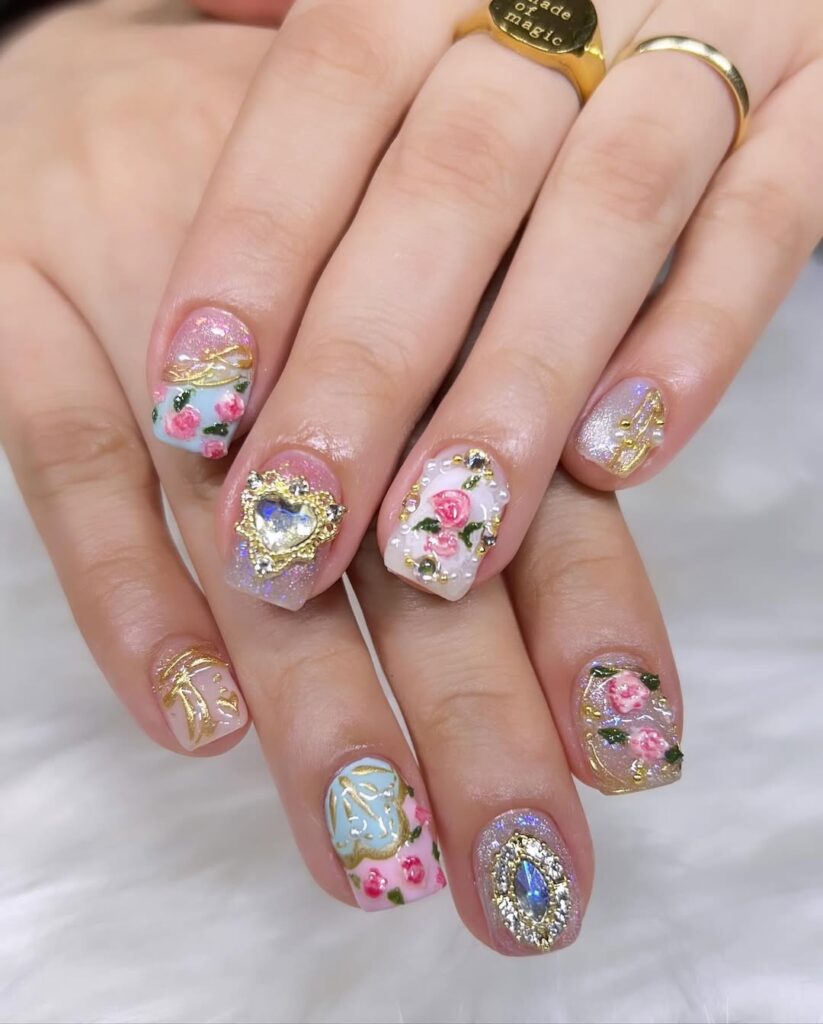 Floral Victorian nails.