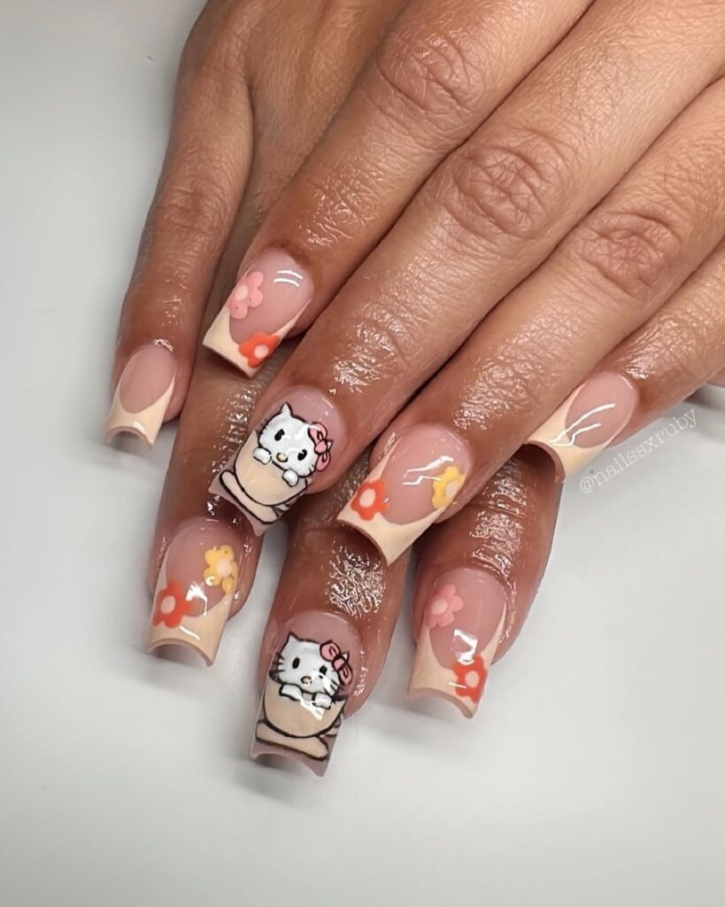 Hello kitty fall nails