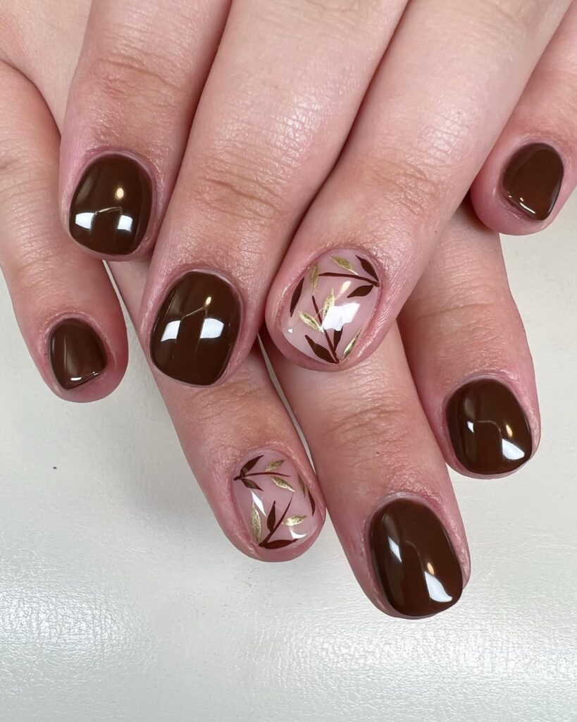 Leafy brown nails.