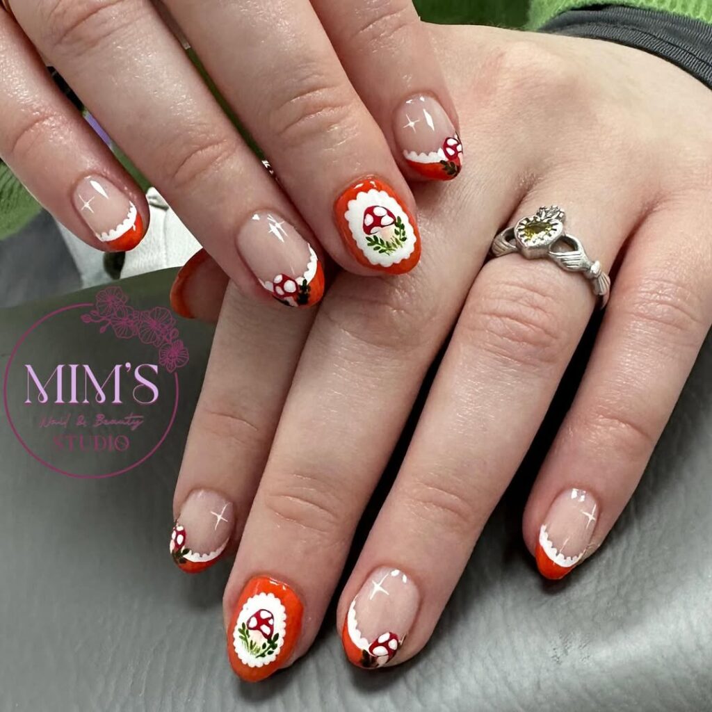 orange nails.
