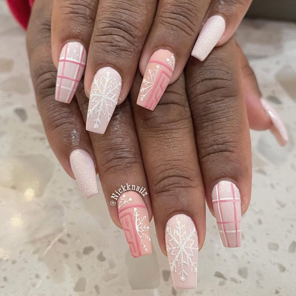 pink winter nails
