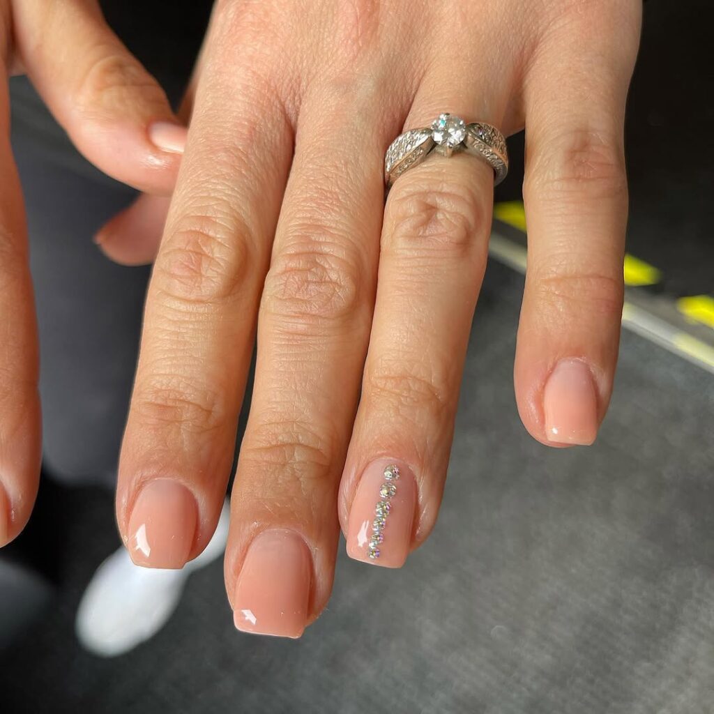 simple rhinestone nails.