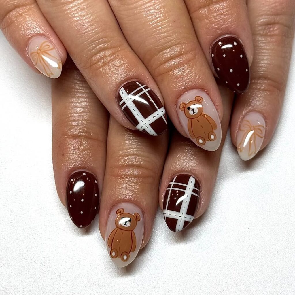 teddy bear brown nails