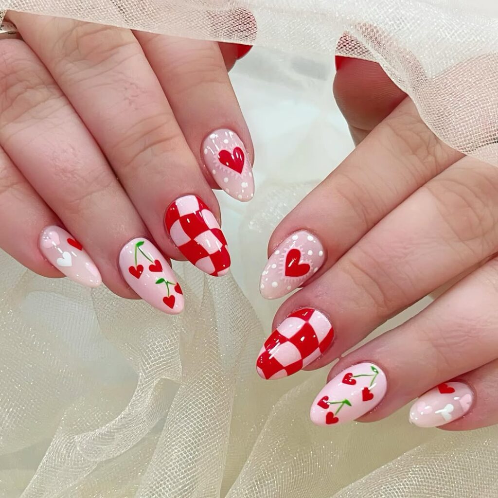 Cute Valentine nails.