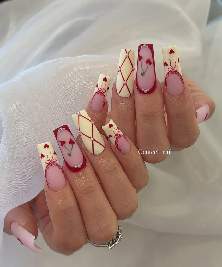 cute valentine nails