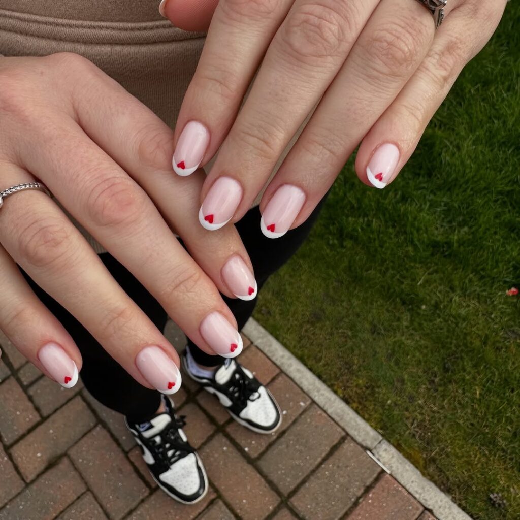 French tip valentine nails