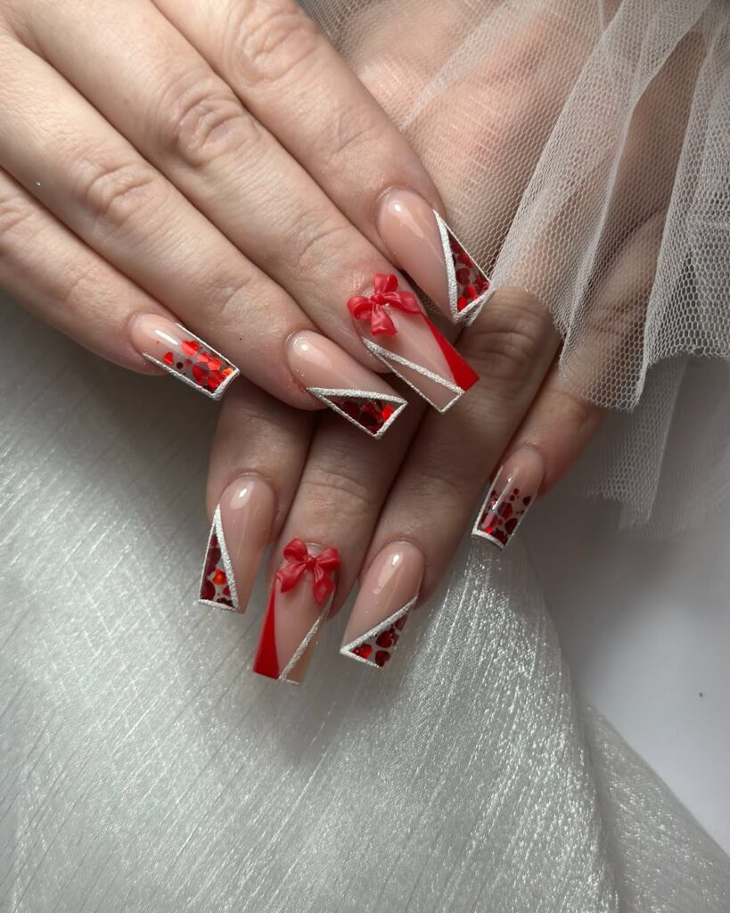 heart confetti valentine nails