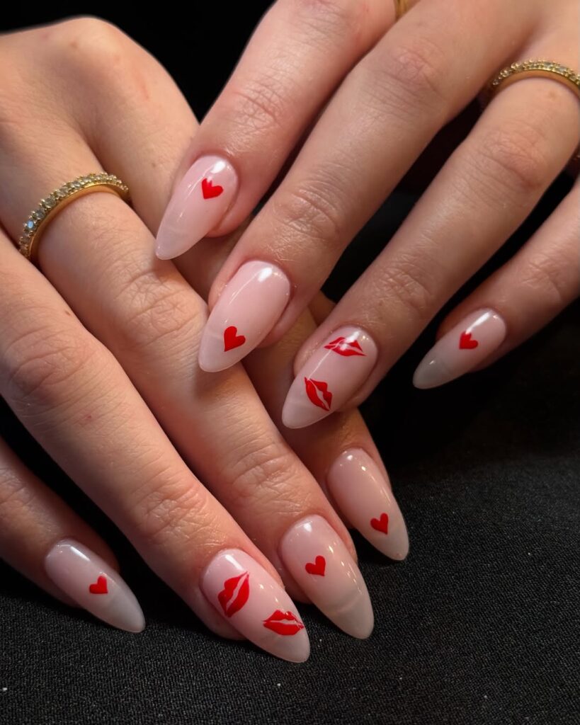 kisses valentine nails