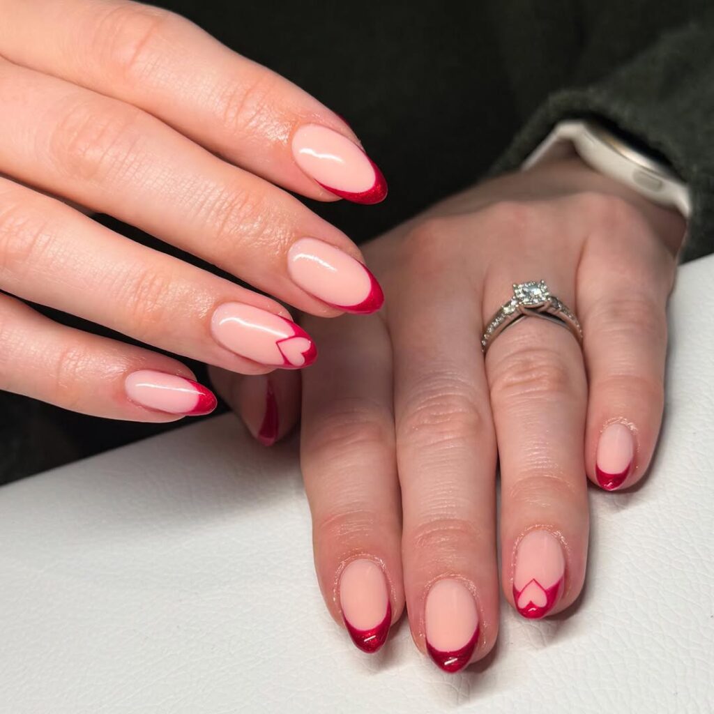 red valentine nails