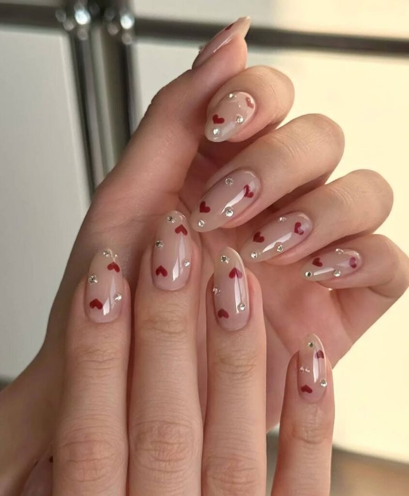 simple valentine nails