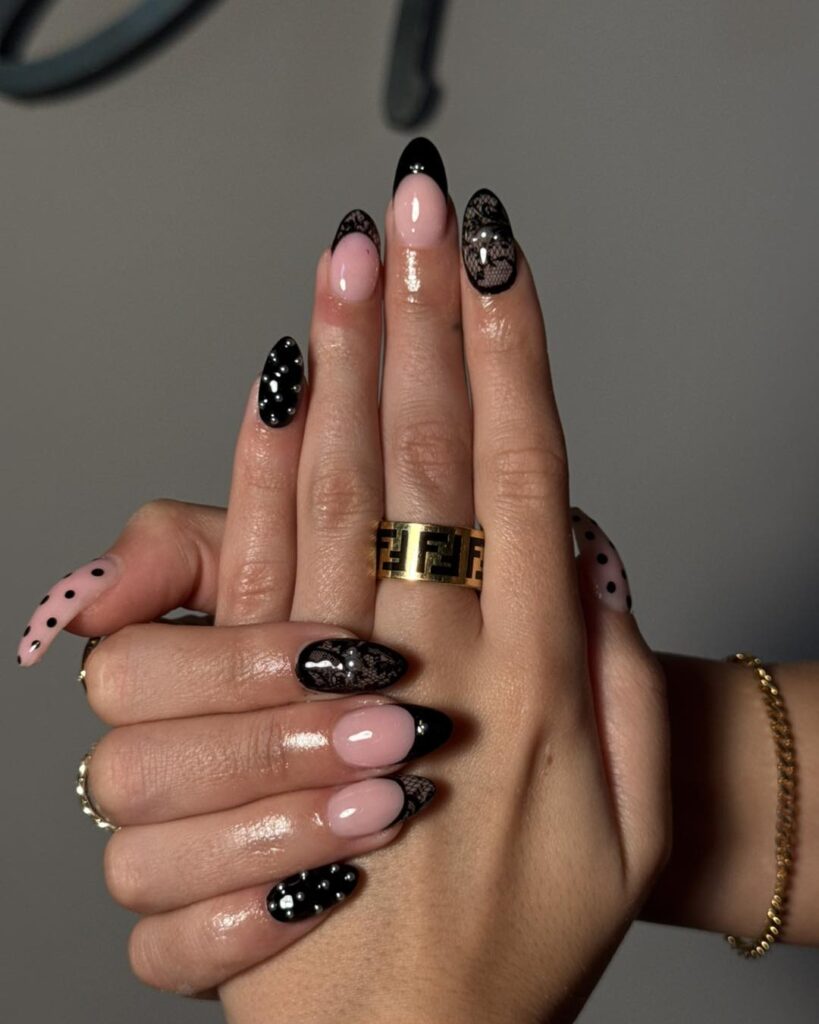 Black lace nails.