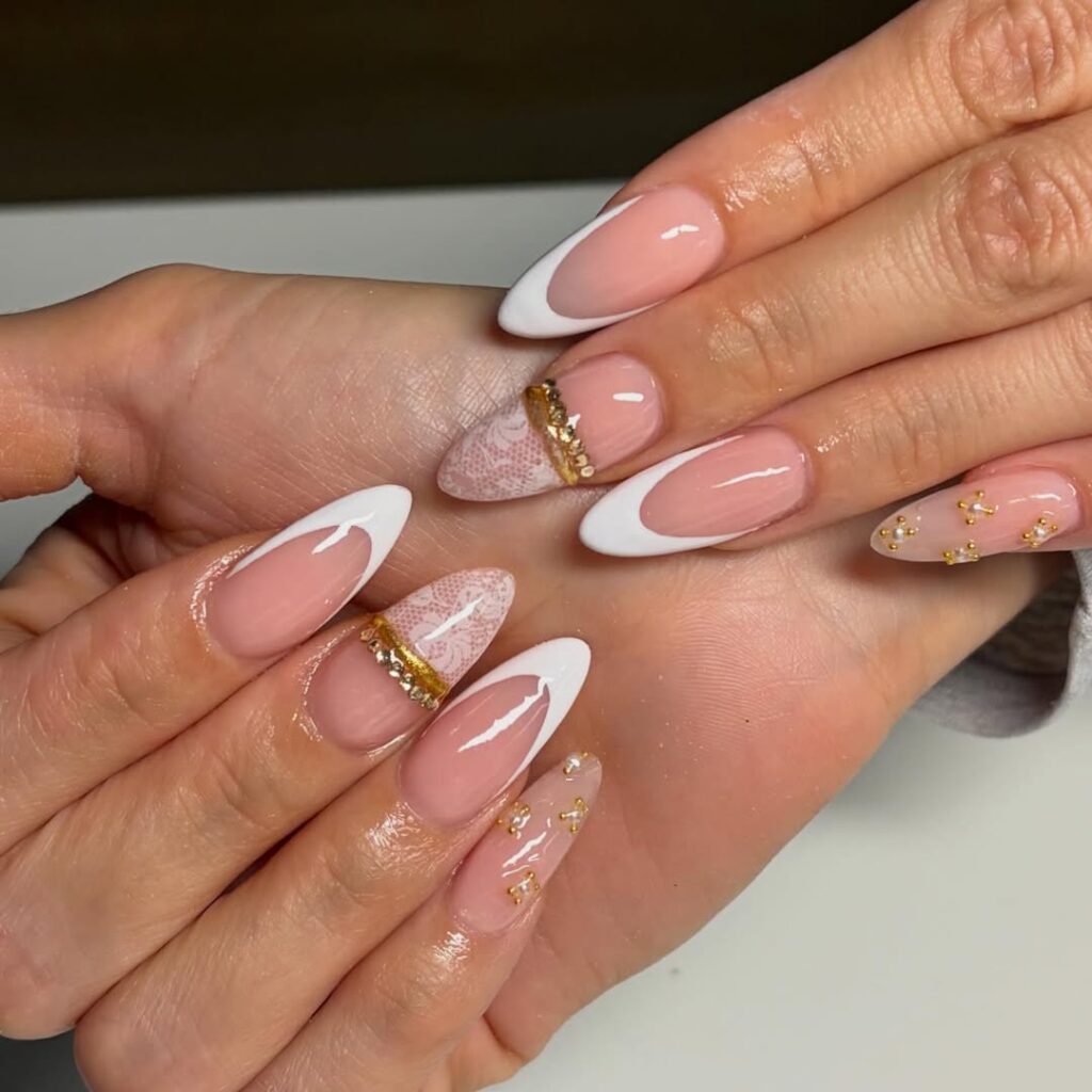 classy French lace nails