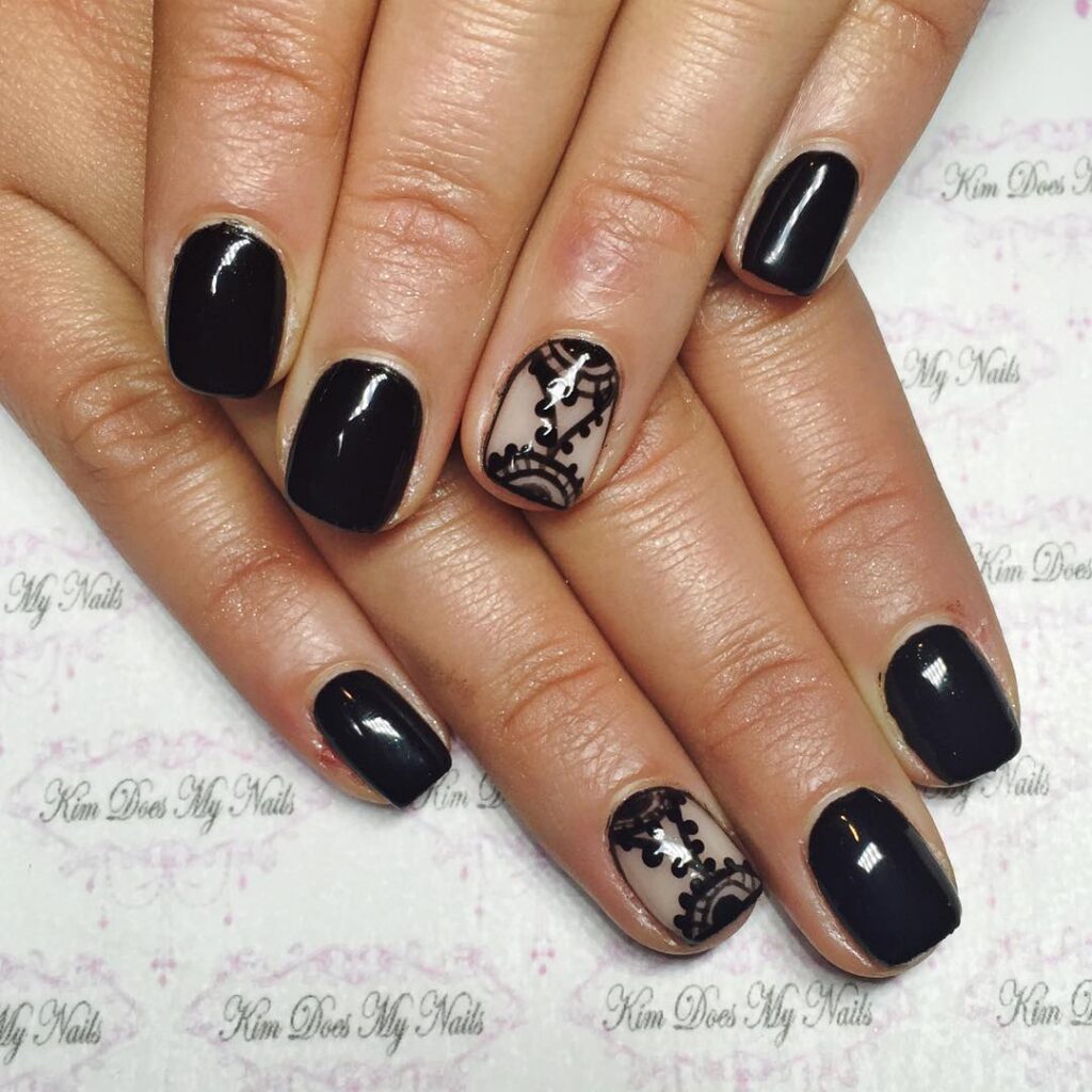Easy black lace nails.