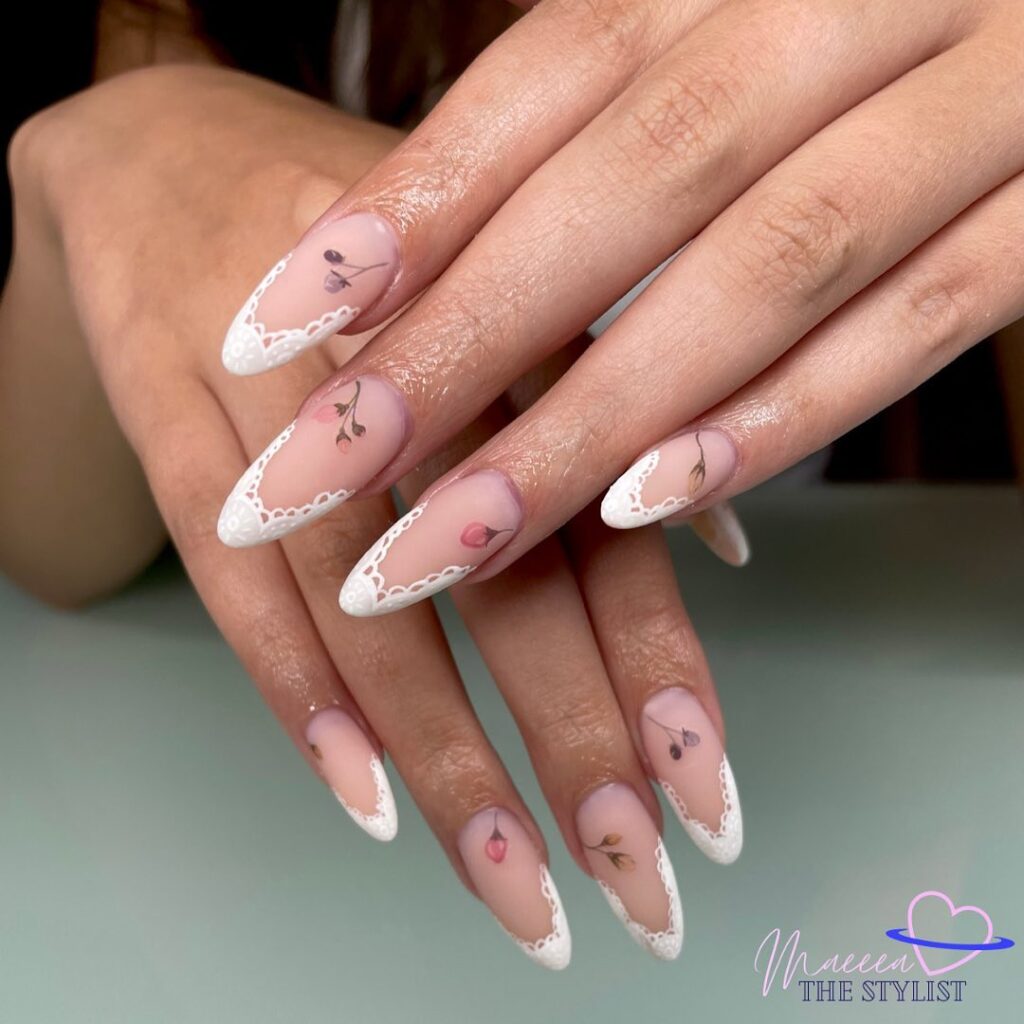 Floral lace nails