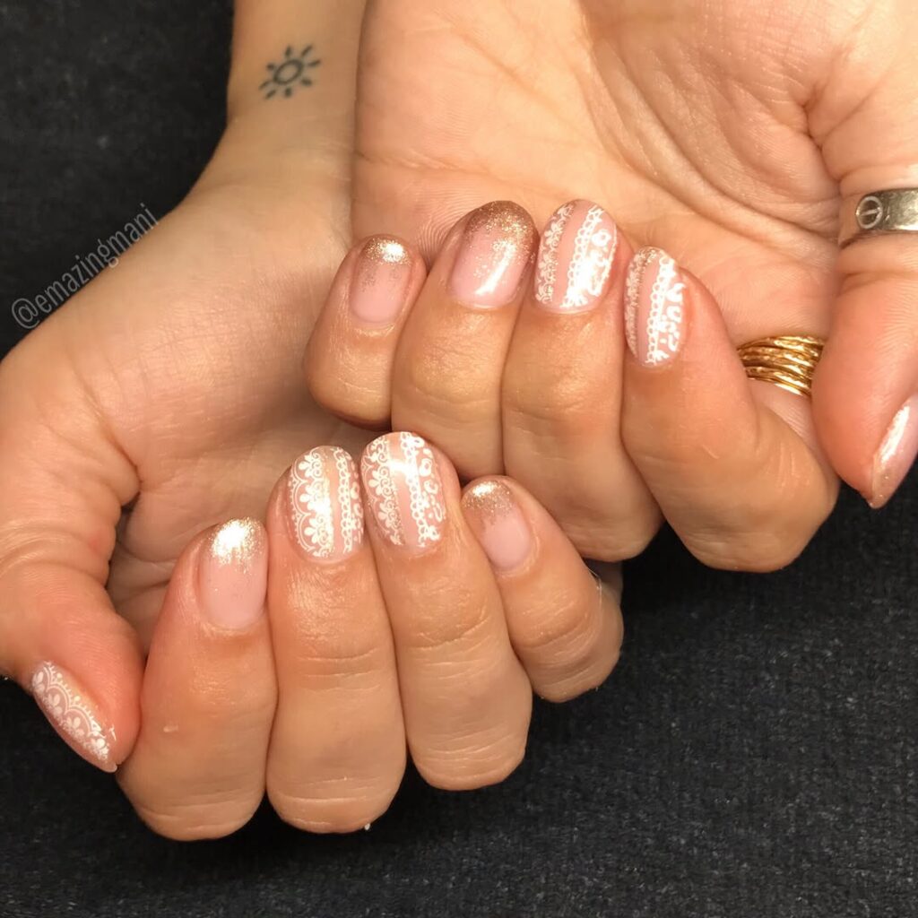 Sparkly lace nails.