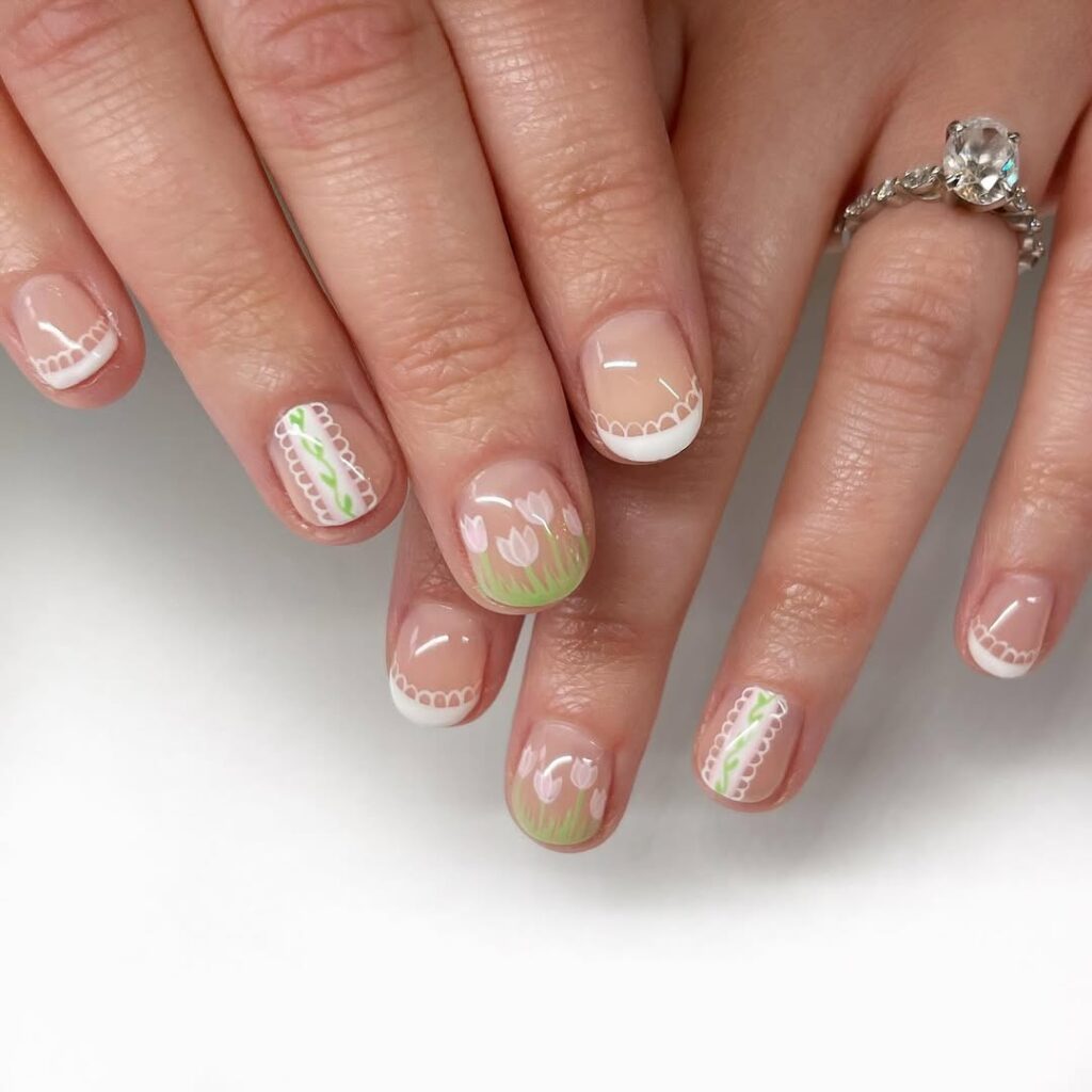 Spring lace nails.